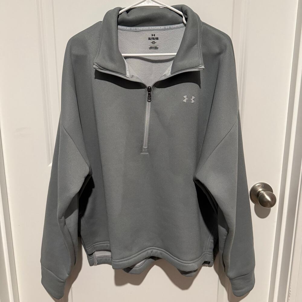 Under Armour Women’s XL Armour Fleece 1/2 Zip Pullover Mod Gray Side Vent